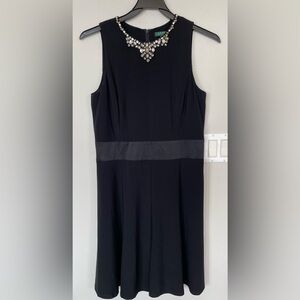 Lauren Ralph Lauren Deep Black Womens Embellished Sheath Dress Size 12